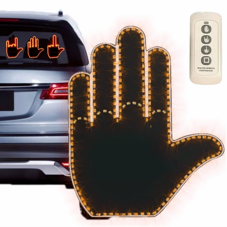 LED Lamp for Car, Hand Gestures, Middle Finger Sign, with Remote Control