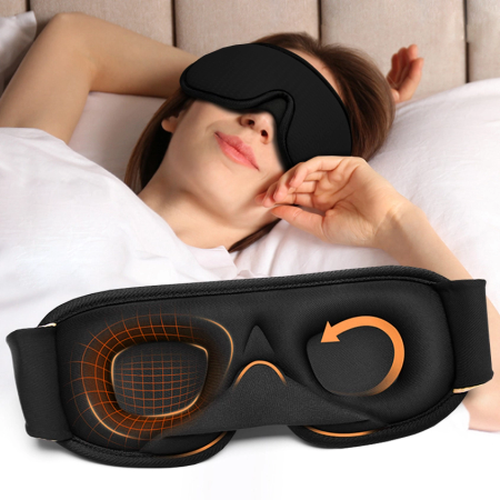 3D sleep blindfold breathable ergonomic mask black
