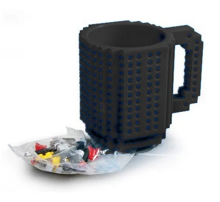 Kreativní hrnek s LEGO cihlami a startovacím sady - Černá