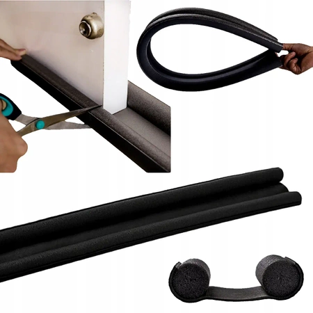 Door seal, draught excluder, acoustic foam 95 cm - black