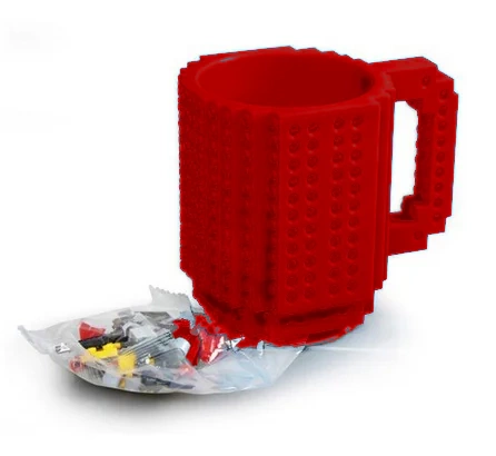 Kreativní hrnek s LEGO cihlami a startovacím sady - Červená