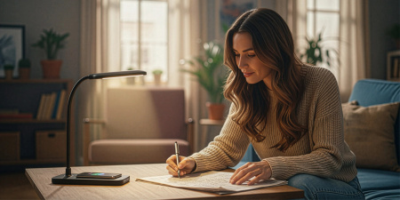 LED DESK LAMP SCHOOL LAMP TOUCH FOR READING WORK NIGHT LIGHT - BLACK