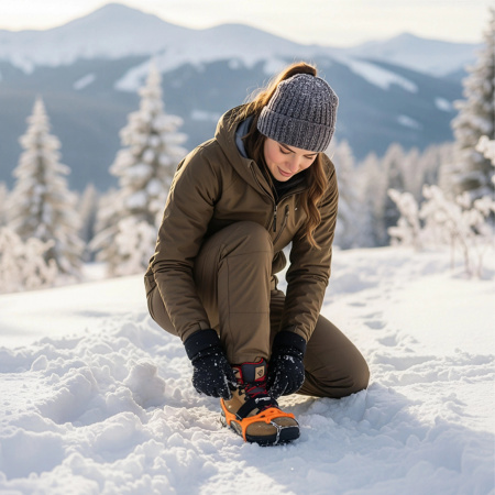 RACZKI NA BUTY Turystyczne ANTYPOŚLIZGOWE Łańcuchy KOLCE Trekkingowe ETUI - 41-44 Crampons Premium+