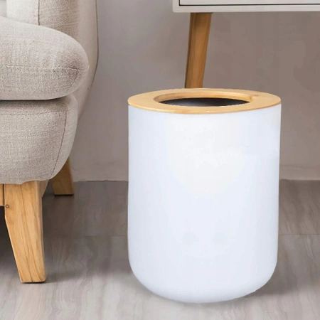 Sada příslušenství 6 kusů pro koupelnové WC s bambusem - bílá