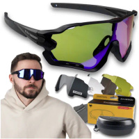 Polarised UV400 cycling sunglasses set XXL 5 lenses + case - black frame