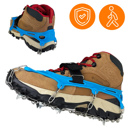 RACZKI NA BUTY Turystyczne ANTYPOŚLIZGOWE Łańcuchy KOLCE Trekkingowe ETUI - 37-40 Crampons Premium