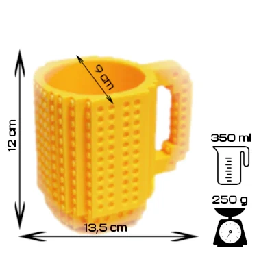 Creative LEGO Brick Mug with Starter Kit - Yellow