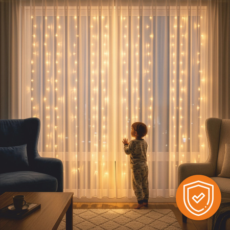 KURTYNA ŚWIETLNA LED 3x3 LAMPKI 300 Świąteczne Choinkowe GIRLANDA CIEPŁE XXL