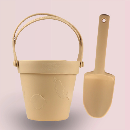 SILICONE SAND TOYS Soft Water-Friendly Beach GIGANT Set BUCKET & MOLDS
