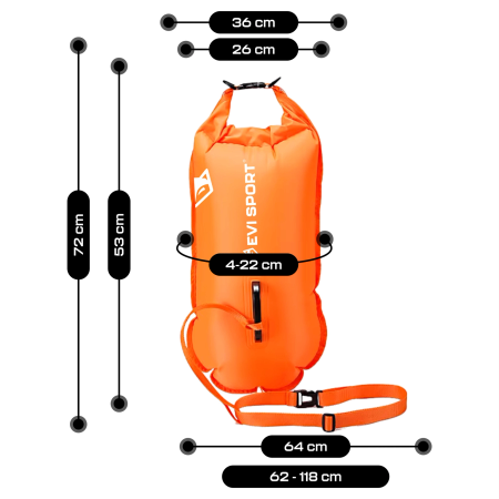 SAFETY SWIM BUOY with DRY POCKET INFLATABLE BOARD ADJUSTMENT