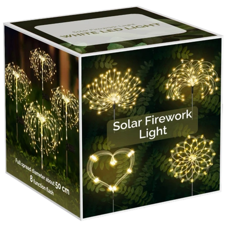 Venkovní zahradní solární LED lampička pampeliška Ohňostroj FIREWORKS 120 LED - sada 10 kusů