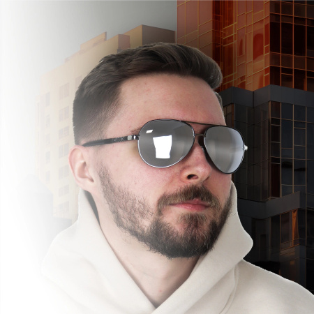 Polarised sunglasses AVIATOR Pilots UV400 set XXL with case - silver mirrors