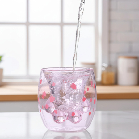 SZKLANKA TERMICZNA KOCIA ŁAPKA podwójna ścianka KUBEK DO KAWY HERBATY 250ML