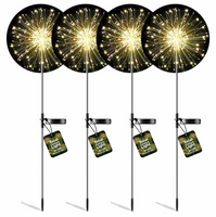 Venkovní zahradní solární LED lampička pampeliška Ohňostroj FIREWORKS 120 LED - sada 4 kusů