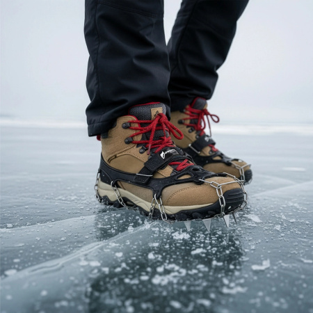 PROTISKLUZOVÉ TURISTICKÉ NÁVLEKY NA OBUV ŘETĚZY HROTY TREKINGOVÉ POUZDRO - 41-43 CRAMPONS PRO+