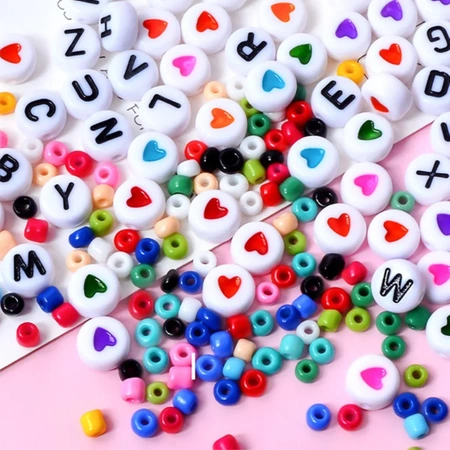 BEADS for bracelets, necklaces, jewelry CREATIVE DIY set with letters