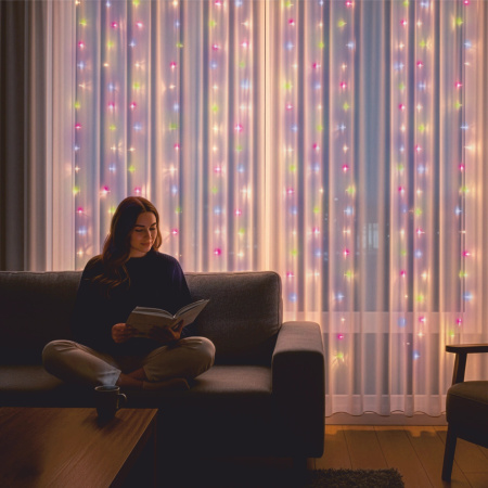 KURTYNA ŚWIETLNA LED 3x3 LAMPKI 300 Świąteczne Choinkowe GIRLANDA MULTI XXL