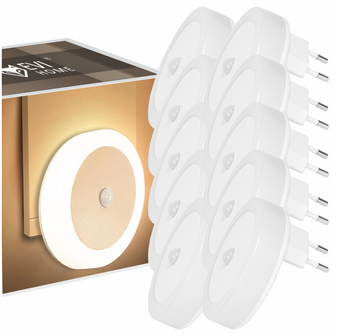 LED noční lampa pro kontakt se soumrakovým pohybovým čidlem SADA 10 kusů
