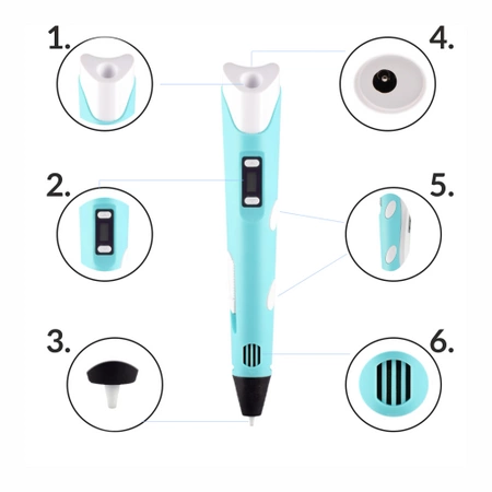 3D PEN magic printer pen for children + 100m CARTRIDGE + TABLET FREE - blue