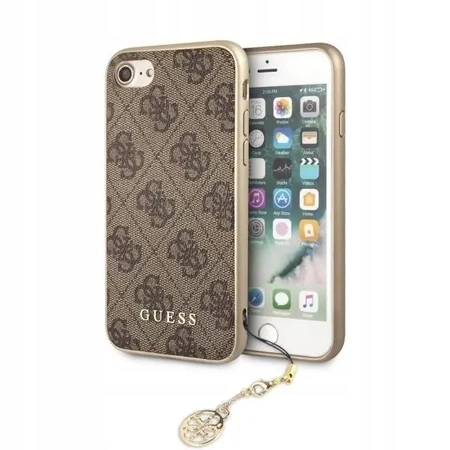 Etui GUESS CHARMS 4G z zawieszką do iPhone 6+ / 6S+ / 7+ / 8+ (wersja PLUS) - brązowe