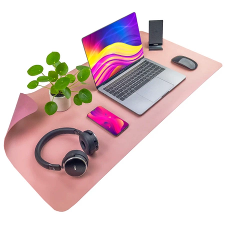 Protective desk mat for keyboard and mouse table 90x45 cm - pink dark and light