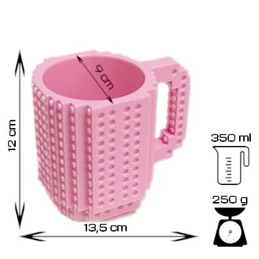 Creative LEGO Brick Mug with Starter Kit - Light Pink