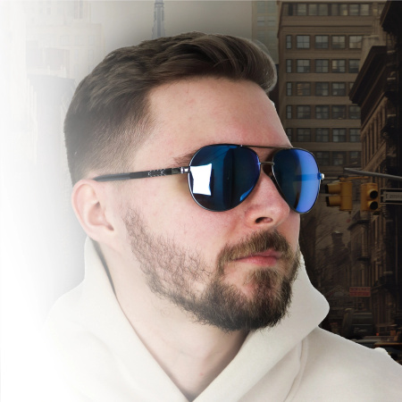 Polarised sunglasses AVIATOR Pilots UV400 set XXL with case - mirror blue