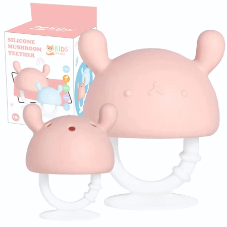 Gryzak logopedyczny - grzybek Teether mashroom zabawka sensoryczna różowa