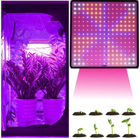 Lampa do wzrostu UV roślin wisząca uprawa roślin PANEL linki 225 LED SLIM