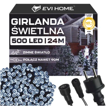 VENKOVNÍ SVÍTILNY 500 LED ICICLE 24m VÁNOČNÍ GIRLANDA Světelná Záclona IP 44