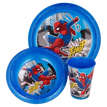 SPIDERMAN microwaveable breakfastware set - plate, bowl, cup MARVEL