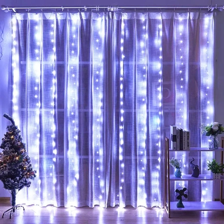 LED SVĚTELNÁ ZÁVĚS 3x3 LAMPY 300 Vánoční stromek GIRLAND COLD XXL