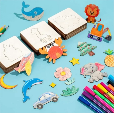 WOODEN TEMPLATES Drawing Learning SET Creative MONTESSORI for Kids