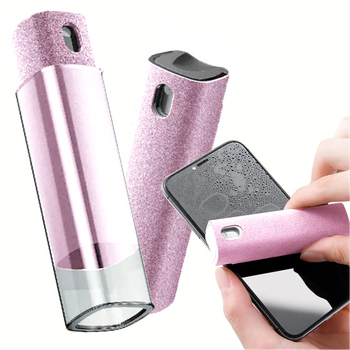 Cleaning set for phone, portable screen cleaner, 2-in-1 set, pink color