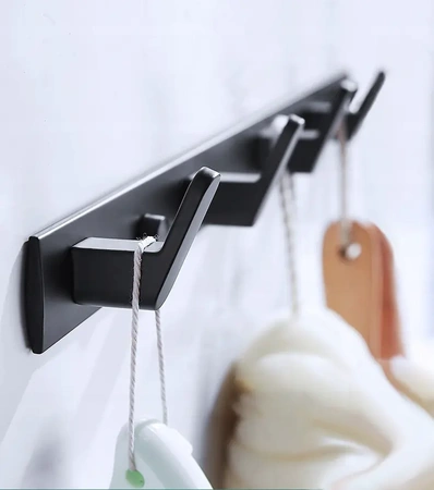 EVI HOME bathroom hanger with handles, towel hooks - black