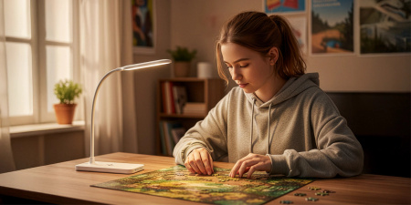 LED DESK LAMP SCHOOL LAMP TOUCH FOR READING WORK NIGHT LIGHT - WHITE