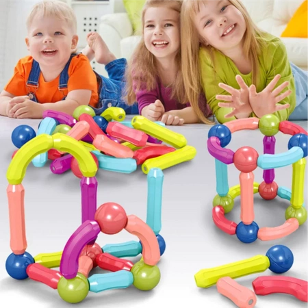 KLOCKI MAGNETYCZNE Konstrukcyjne STICKS PATYCZKI EDUKACYJNE 3D Zestaw 120el