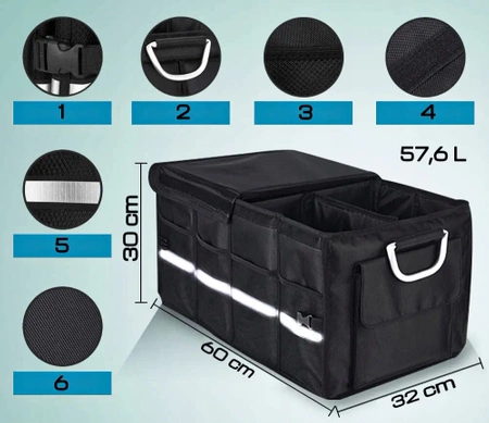 Car boot organiser, reinforced, rigid bag, trunk XXL
