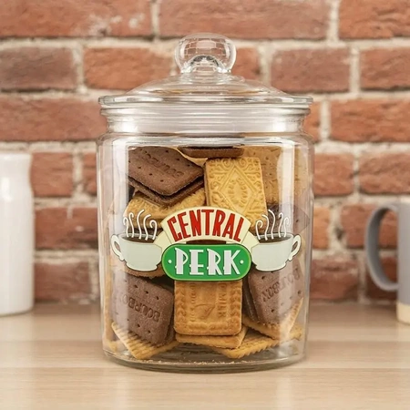 FRIENDS biscuit jar glass container with lid