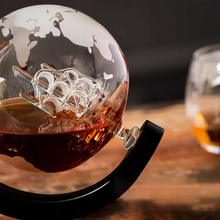 Karafka do Whisky ze szklankami EVI PREMIUM Globus Statek - zestaw prezentowy