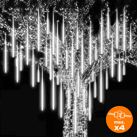 LAMPKI ZEWNĘTRZNE SOPLE LED 480 50CM PADAJĄCY ŚNIEG METEORY GIRLANDA 10 SZT - ZIMNE