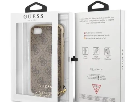 GUESS CHARMS 4G case with charm for iPhone XS MAX - brown