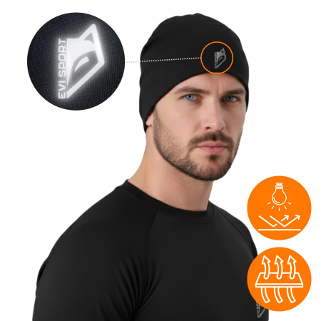 TERMOAKTIVNÍ ZIMNÍ ČEPICE REFLEXNÍ NA BĚHÁNÍ PÁNSKÁ DÁMSKÁ ČERNÁ L/XL