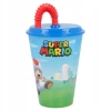 A SUPER MARIO cup with a straw and lid for a child