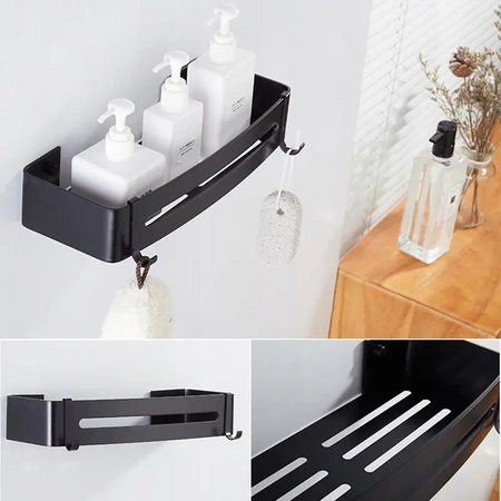 2x Półka łazienkowa pod prysznic EVI HOME Loft Podłóżna wisząca - czarna