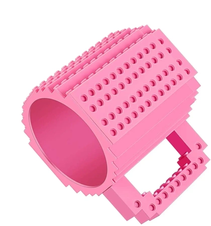 Kreativní hrnek s LEGO cihlami a startovacím sady - tmavě růžová