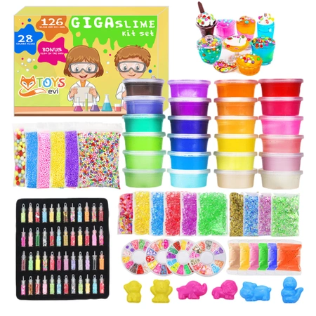 Zestaw slime XXL labolatorium do robienia kolorowych glutów nauka i zabawa 128w1