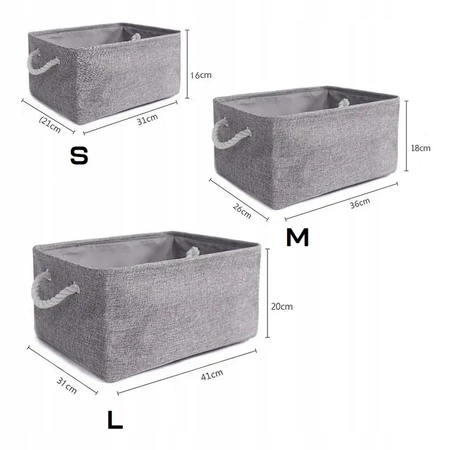 Sada 3x organizérů (S, M, L), úložných košů, organizérů - šedá barva