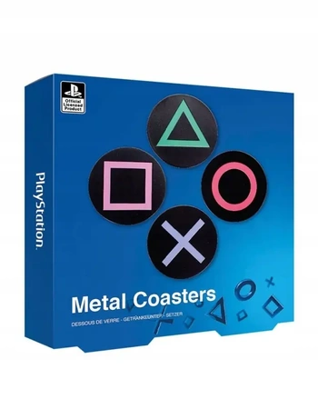 Podkładki PLAYSTATION pod kubek kufel metalowe 4 sztuki