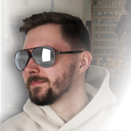 Polarised sunglasses AVIATOR Pilots UV400 set XXL with case - silver mirrors